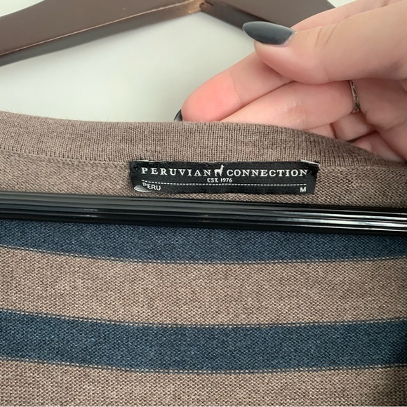 Peruvian Connection Pomata Stripe Pima Cotton Dress Medium - Picture 3 of 4